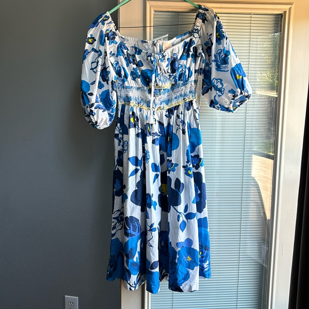 Plenty by Tracy Reese blue floral puff sleeve dress